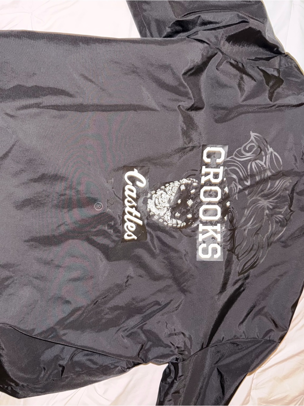 Crooks & Castles Black Varsity-Style Graphic Jacket